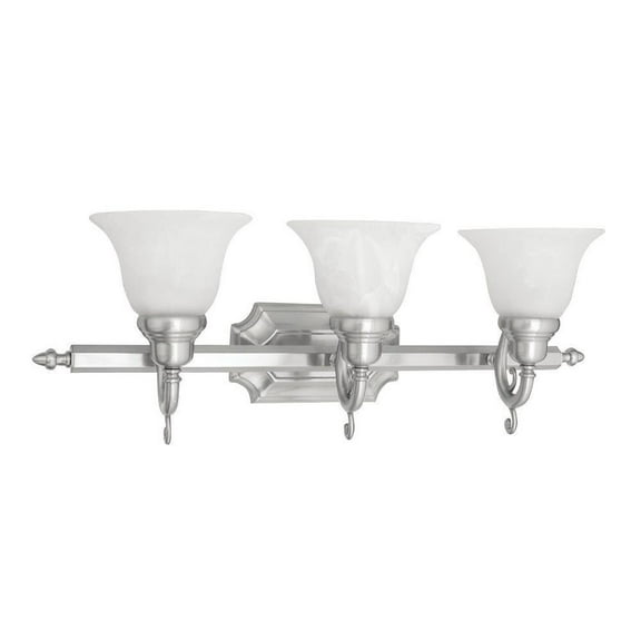 St Catherine's Glen 3 Light Bathroom Light in Traditional Style 25 inches Wide By 9.25 inches High-Brushed Nickel Finish Bailey Street Home