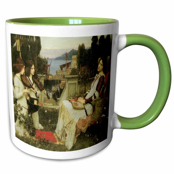 3drose, St. Cecilia by John William Waterhouse, 11oz Two-tone Green Mug