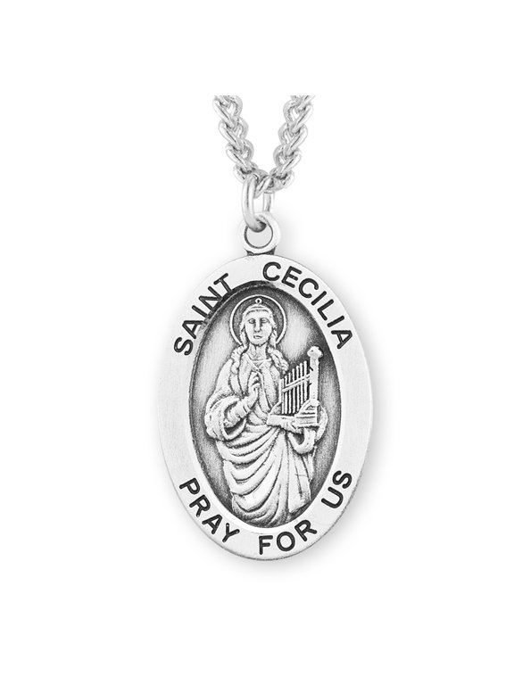 St. Cecilia Sterling Silver Medal Necklace
