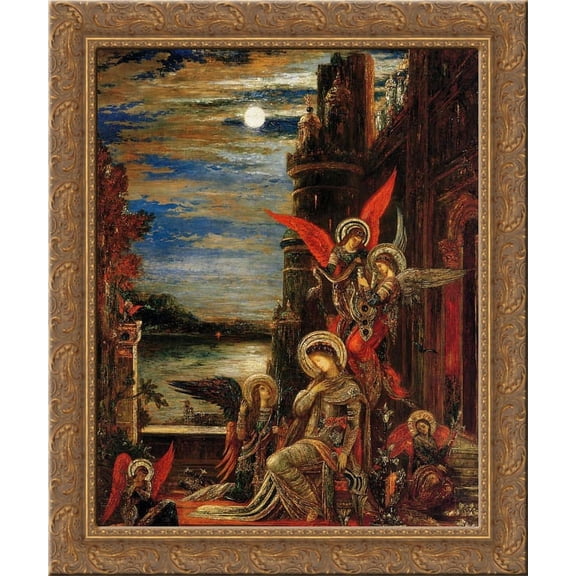 St. Cecilia (The Angels Announcing her Coming Martyrdom) 20x24 Gold Ornate Wood Framed Canvas Art by Moreau, Gustave