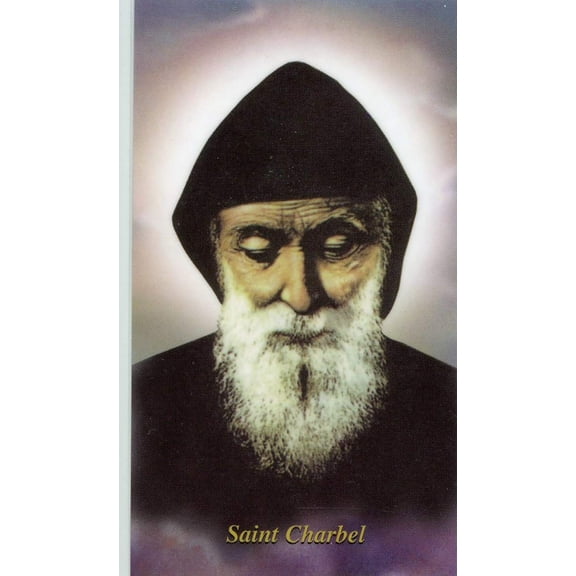 St. Charbel - Relic Laminated holy card - Blessed by Pope Francis