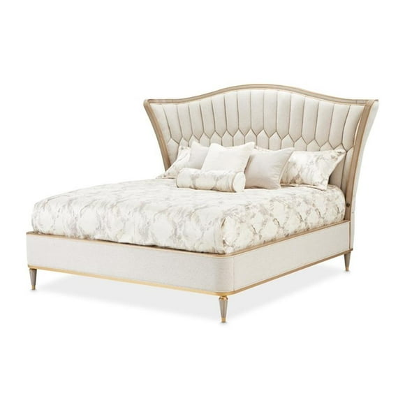 St. Charles Eastern King Chenille Wingback Bed - Dove Gray
