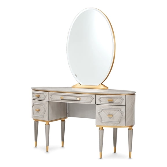 St. Charles Vanity Desk with Mirror - Dove Gray