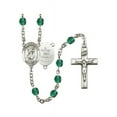 thumbnail image 1 of St. Christopher / Army Silver-Plated Rosary 6mm December Blue Fire Polished Beads Crucifix Size 1 3/8 x 3/4 medal charm, 1 of 1
