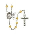 thumbnail image 1 of St. Christopher/Baseball Silver-Plated Rosary 6mm November Yellow Fire Polished Beads Crucifix Size 1 3/8 x 3/4 medal charm, 1 of 1