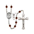 thumbnail image 1 of St. Christopher/Basketball Silver-Plated Rosary 6mm January Red Fire Polished Beads Crucifix Size 1 5/8 x 1 medal charm, 1 of 1