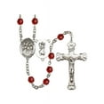 thumbnail image 1 of St. Christopher / Choir Silver-Plated Rosary 6mm July Red Fire Polished Beads Crucifix Size 1 5/8 x 1 medal charm, 1 of 1