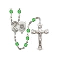 thumbnail image 1 of St. Christopher / Coast Guard Silver-Plated Rosary 6mm August Green Fire Polished Beads Crucifix Size 1 5/8 x 1 medal charm, 1 of 1