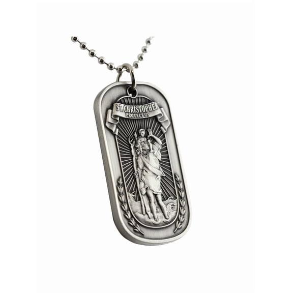 St Christopher Dog Tag Keychain Necklace
