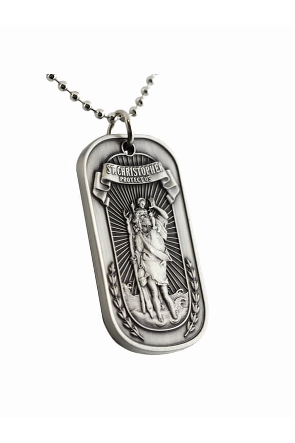 St Christopher Dog Tag Keychain Necklace