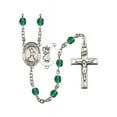 thumbnail image 1 of St. Christopher/Football Silver-Plated Rosary 6mm December Blue Fire Polished Beads Crucifix Size 1 3/8 x 3/4 medal charm, 1 of 1