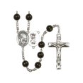 thumbnail image 1 of St. Christopher / Football Silver-Plated Rosary 7mm Black Onyx Beads Crucifix Size 1 3/4 x 1 medal charm, 1 of 1