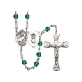 thumbnail image 1 of St. Christopher/Gymnastics Silver-Plated Rosary 6mm December Blue Fire Polished Beads Crucifix Size 1 5/8 x 1 medal charm, 1 of 1