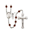 thumbnail image 1 of St. Christopher/Gymnastics Silver-Plated Rosary 6mm January Red Fire Polished Beads Crucifix Size 1 5/8 x 1 medal charm, 1 of 1