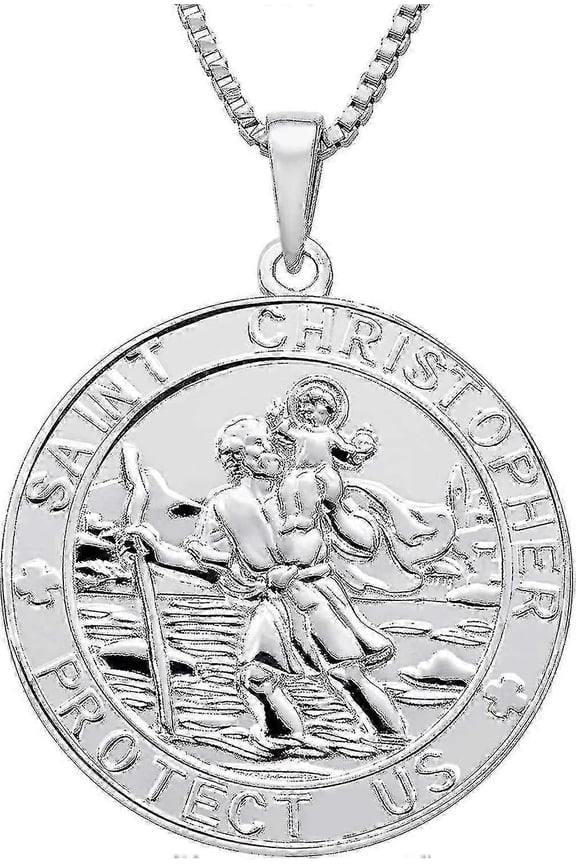 St. Christopher Jewelry Silver, Antiqued Religious Protector Talisman Pendant For Men Women, Coin/round/oval/medal/square/locket Tangrui