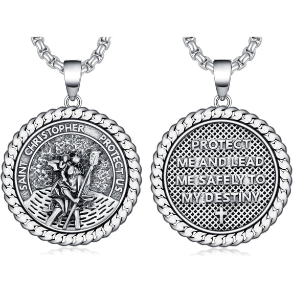 St Christopher Necklace for Men 925 Sterling Silver Saint Christopher ...