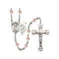 thumbnail image 1 of St. Christopher / Paratrooper Silver-Plated Rosary 6mm October Pink Fire Polished Beads Crucifix Size 1 5/8 x 1 medal charm, 1 of 1