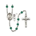 thumbnail image 1 of St. Christopher / Rodeo Silver-Plated Rosary 6mm December Blue Fire Polished Beads Crucifix Size 1 3/8 x 3/4 medal charm, 1 of 1