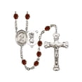 thumbnail image 1 of St. Christopher/Soccer Silver-Plated Rosary 6mm January Red Fire Polished Beads Crucifix Size 1 5/8 x 1 medal charm, 1 of 1