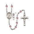 thumbnail image 1 of St. Christopher/Soccer Silver-Plated Rosary 6mm June Light Purple Fire Polished Beads Crucifix Size 1 3/8 x 3/4 medal, 1 of 1