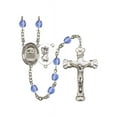 thumbnail image 1 of St. Christopher/Swimming Silver-Plated Rosary 6mm September Blue Fire Polished Beads Crucifix Size 1 5/8 x 1 medal charm, 1 of 1