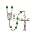 thumbnail image 1 of St. Christopher/Wrestling Silver-Plated Rosary 6mm May Green Fire Polished Beads Crucifix Size 1 5/8 x 1 medal charm, 1 of 1