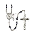 thumbnail image 1 of St. Christopher/Wrestling Silver-Plated Rosary 8x5mm Black Onyx Beads Crucifix Size 1 3/4 x 1 medal charm, 1 of 1