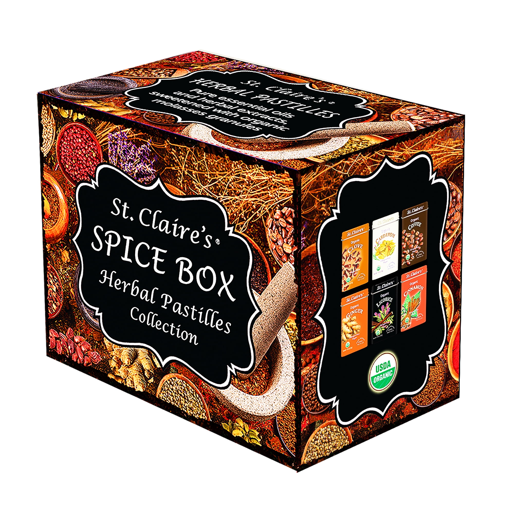 St. Claire's Spice Box Collection, (6 flavors, 1.5 Ounce Tins, Pack of 6 ) | Gluten-Free, Vegan, GMO-Free, Plant-based, Allergen-Free | Made in the USA in a Dedicated Allergen-Free Facility