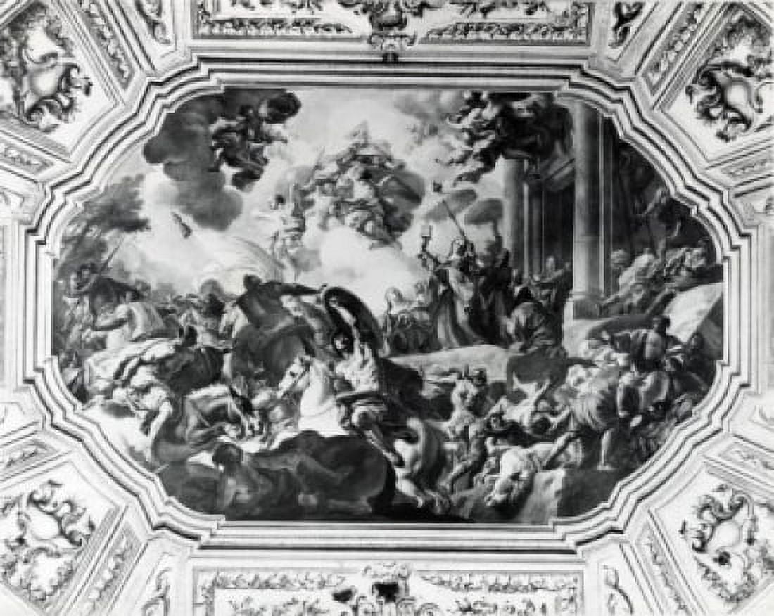 St Clare Repelling Saracens by Francesco de Mura illustration (1696-1782) Canvas Art - Francesco de Mura (18 x 24)
