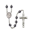 thumbnail image 1 of St. Claude de la Colombiere Silver-Plated Rosary 8mm Hematite Beads Crucifix Size 1 3/4 x 1 medal charm, 1 of 1