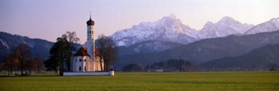 St Coloman Church and Alps Schwangau Bavaria Germany Canvas Art - Panoramic Images (18 x 6)