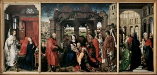 St Columba Altarpiece ca 1455 Rogier van der Weyden (ca 1399-1464 Netherlandish) Oil on panel Alte Pinakothek Munich Germany Canvas Art - Rogier van der Weyden (18 x 24)
