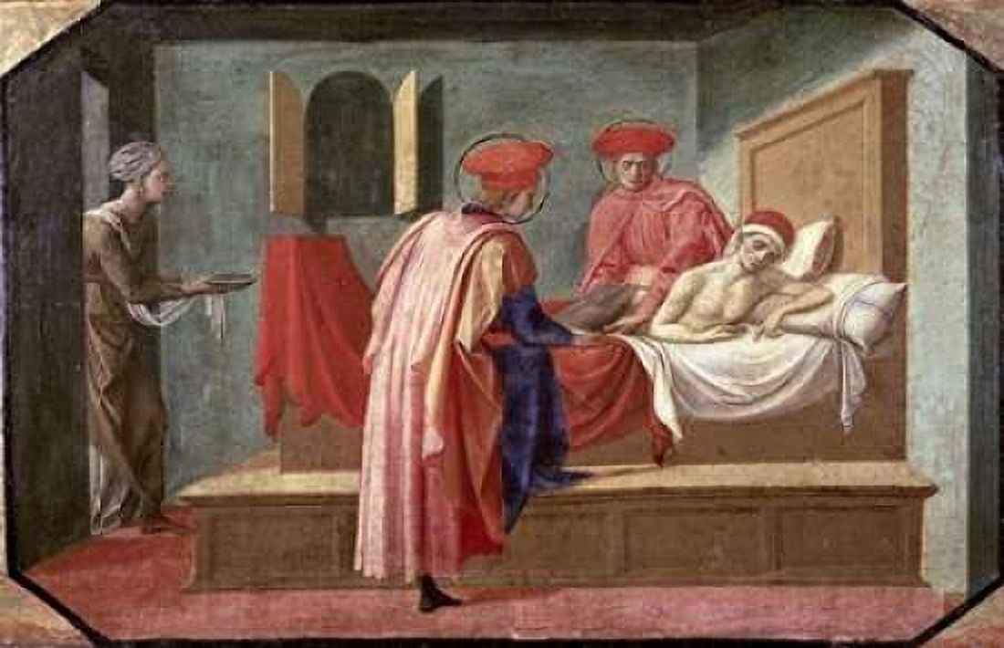 St Cosmas and St Damian Caring For a Patient Canvas Art - Francesco Pesellino (24 x 36)