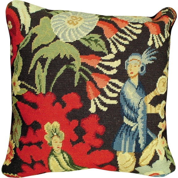 St. Cyr Handmade Needlepoint Pillow 18x18 Wool