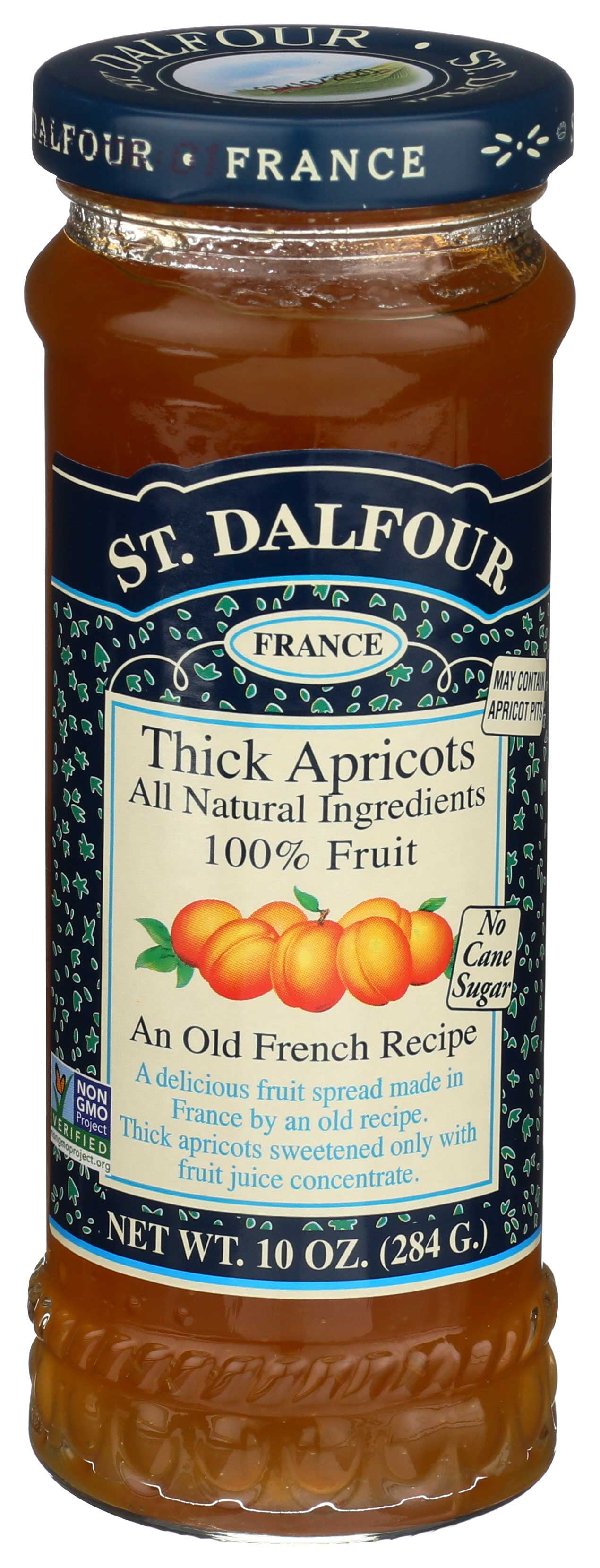 St Dalfour Apricot All Fruit Preserve, 10 Ounce -- 6 per case.