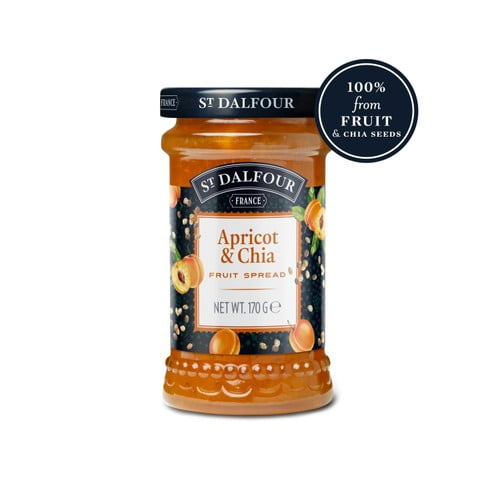 St Dalfour Apricot & Chia Fruit Spread 170g, British Import (Pack of 2)