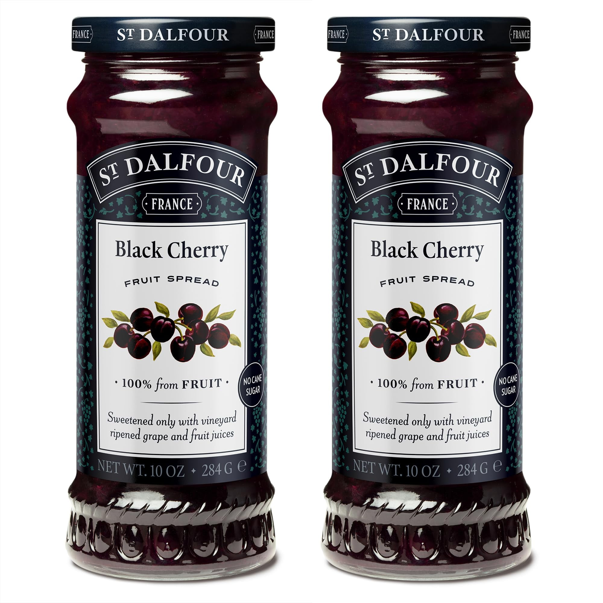 St. Dalfour Black Cherry Fruit Spread - 10oz - 100% from Fruit, No Artificial Ingredients, Non-GMO, No Cane Sugars, All Natural - Pack of 2