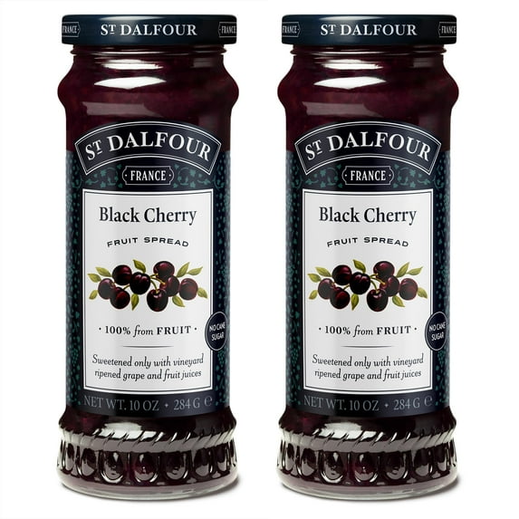 St. Dalfour Black Cherry Fruit Spread - 10oz - 100% from Fruit, No Artificial Ingredients, Non-GMO, No Cane Sugars, All Natural - Pack of 2