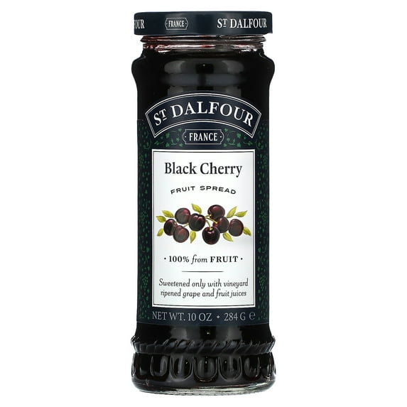 St Dalfour Fruit Spread Deluxe 100 Percent Fruit Black Cherry, 10 Oz