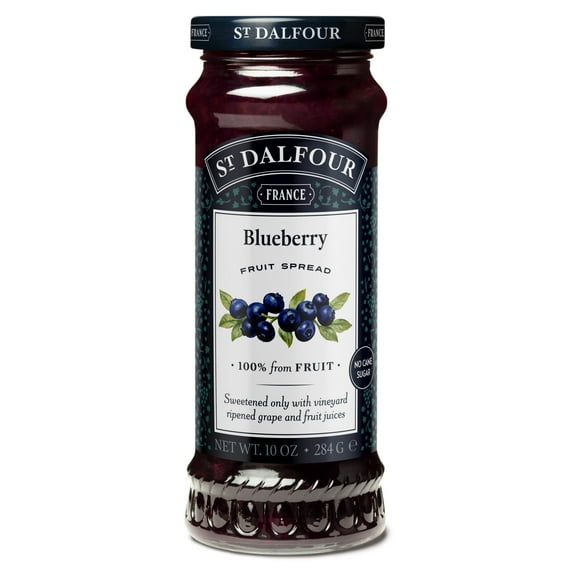 St. Dalfour Blueberry Fruit Spread, 100% from fruit, Vegan & Gluten Free, 10 oz Jar