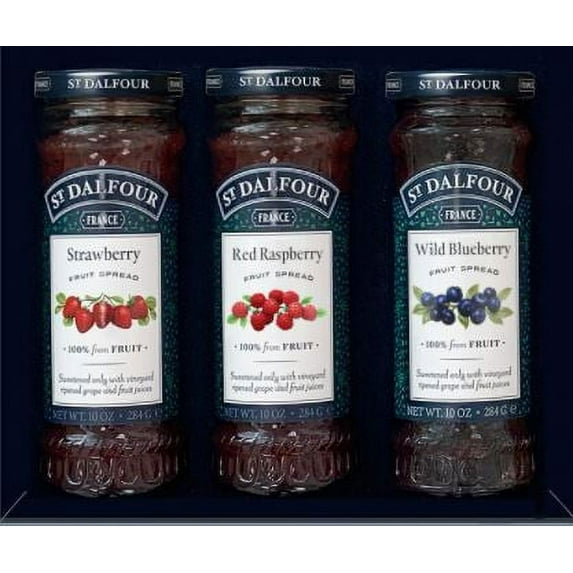 St. Dalfour Fruit Spreads - Strawberry, Red Raspberry, Wild Blueberry - 3 mix - 10 oz.