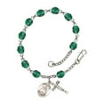 thumbnail image 1 of St. Daria Silver Plate Rosary Bracelet 6mm December Blue Fire Polished Beads Crucifix Size 5/8 x 1/4 medal charm, 1 of 1