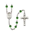 thumbnail image 1 of St. Daria Silver-Plated Rosary 6mm May Green Fire Polished Beads Crucifix Size 1 3/8 x 3/4 medal charm, 1 of 1