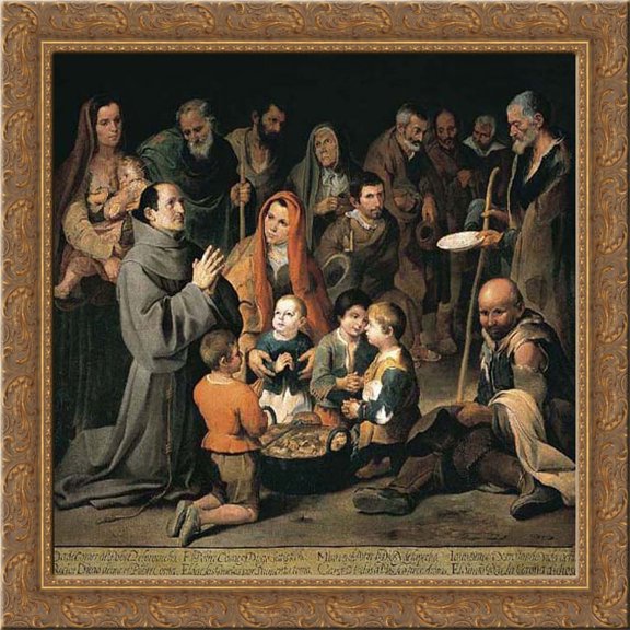 St. Diego Giving Alms 20x20 Gold Ornate Wood Framed Canvas Art by Murillo, Bartolome