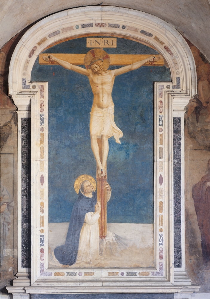 St Dominic At The Feet Of Jesus Crucified Canvas Art - (24 x 36)
