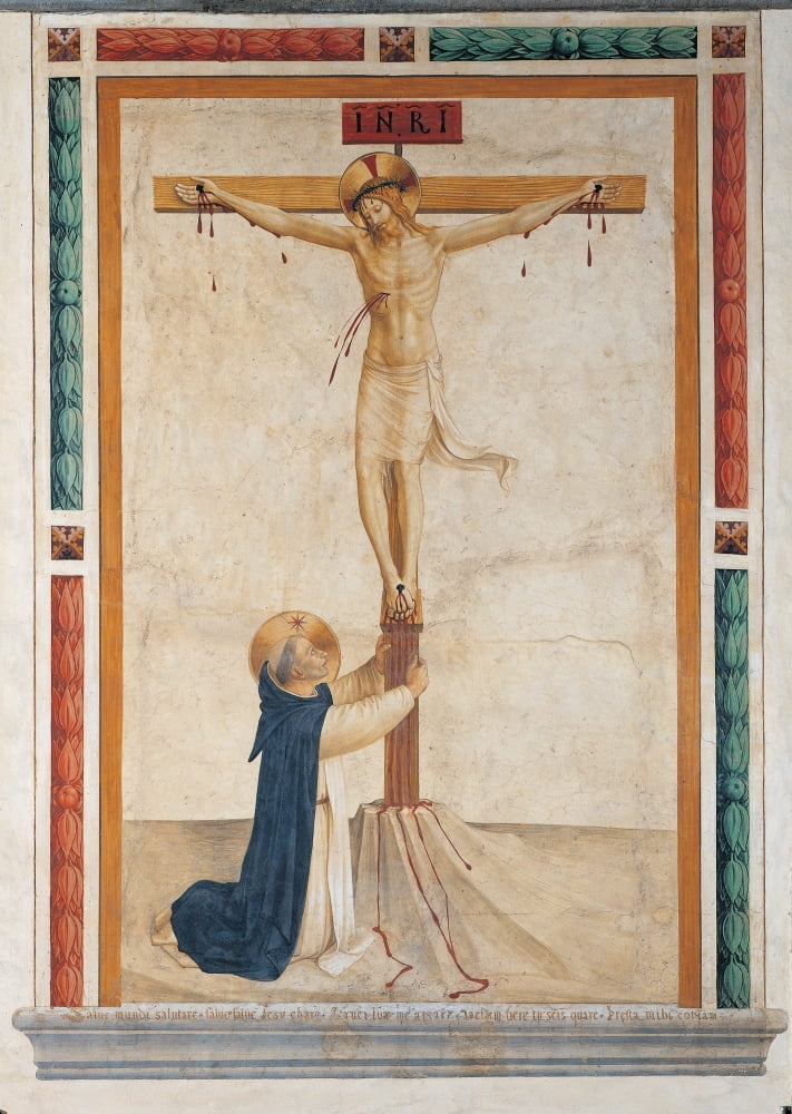 St Dominic Prays Embracing The Crucifix Canvas Art - (24 x 36)