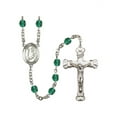 thumbnail image 1 of St. Dominic de Guzman Silver-Plated Rosary 6mm December Blue Fire Polished Beads Crucifix Size 1 5/8 x 1 medal charm, 1 of 1