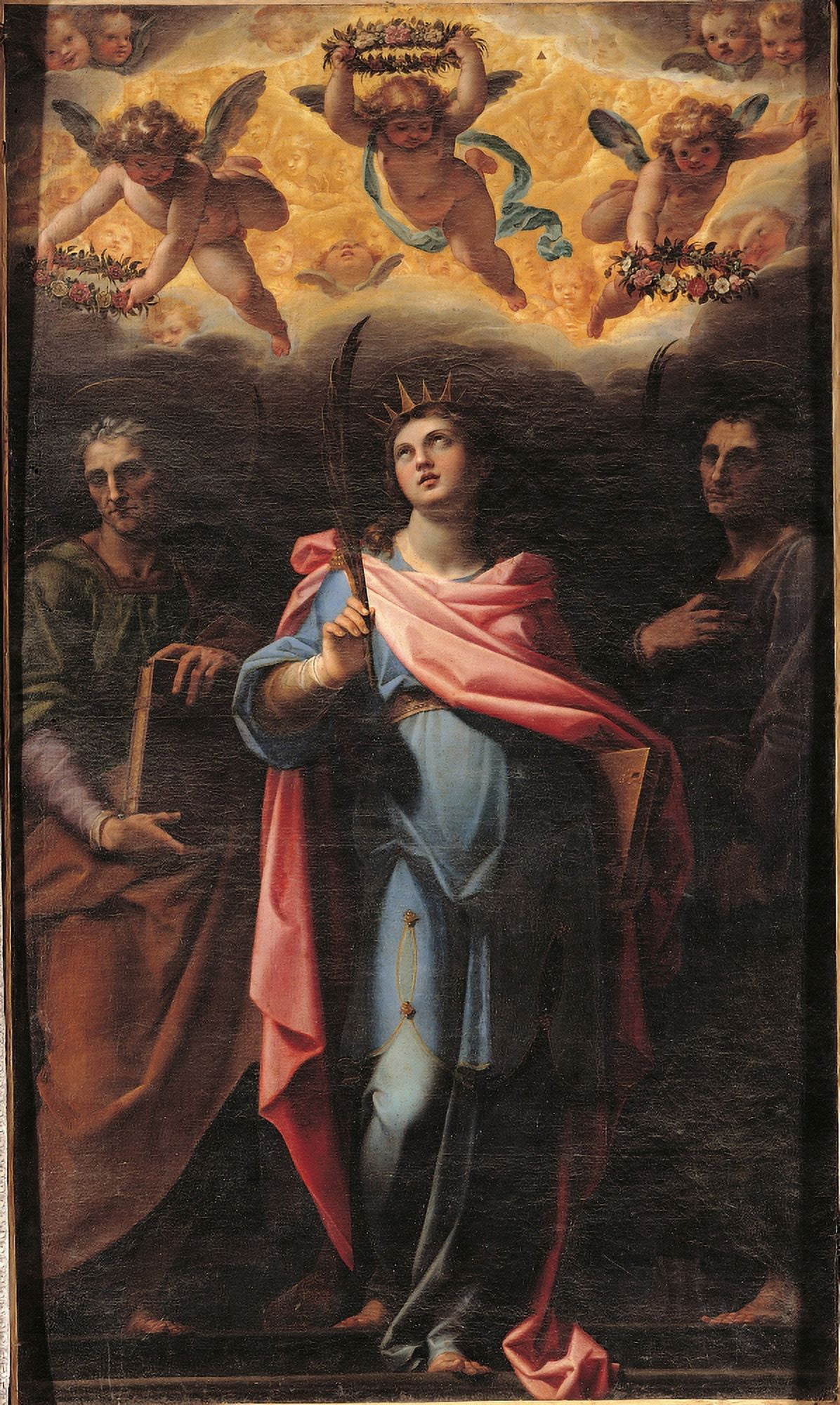 St Domitilla Between Saints Nereus And Achilleus Canvas Art - (18 x 24)