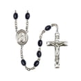 thumbnail image 1 of St. Dorothy Silver-Plated Rosary 8x6mm Black Onyx Beads Crucifix Size 1 3/4 x 1 medal charm, 1 of 1