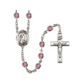 thumbnail image 1 of St. Drogo Silver-Plated Rosary 6mm February Purple Fire Polished Beads Crucifix Size 1 3/8 x 3/4 medal charm, 1 of 1